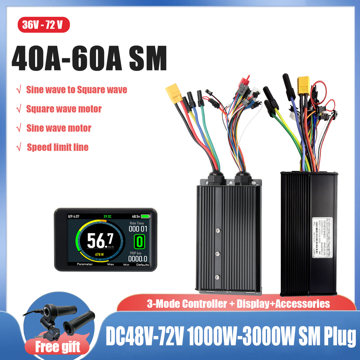 Ebike Conversion Kit 72V 3000W - EBIKE Преобразование синусоидальной и прямоугольной волны