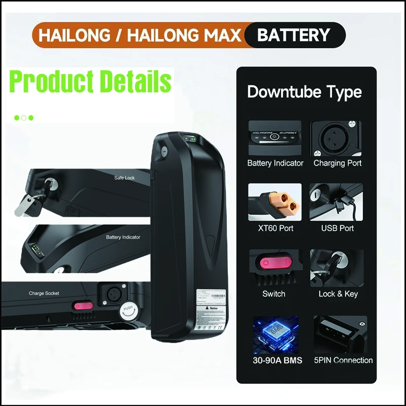 Аккумулятор Hailong для электр – обзор и цена Ebike Battery 48V 20Ah Hailong
